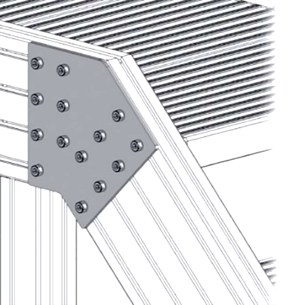 41-135-0 ALUMINUM PROFILE STAIR CONNECTING PLATE<br>45 DEGREE PLATE FOR 45MM X 180MM PROFILE